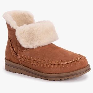 Women’s MUK LUKS Ziggy Melrose Bootie Fashion Boot Tan Suede w/ Wool Blend 6.5